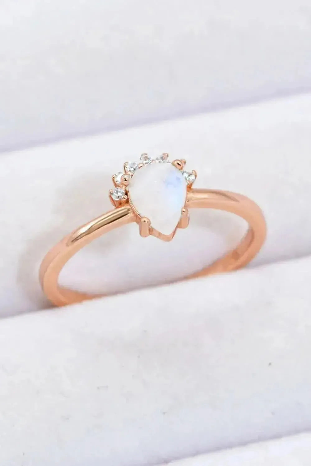 18K Rose Gold-Plated Pear Shape Natural Moonstone Ring - Bad Moms Club