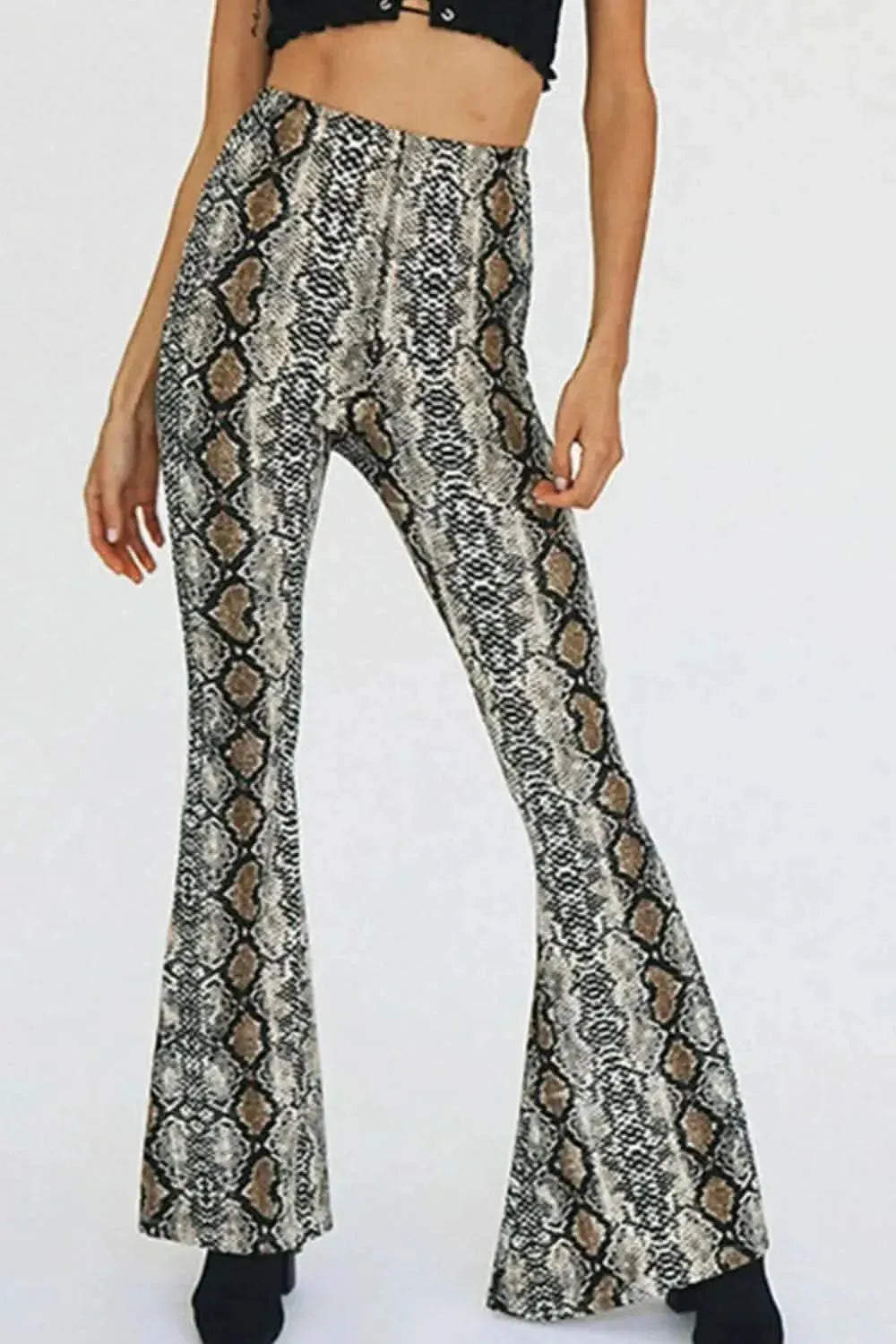 Snakeskin Print Flare Pants - Bad Moms Club