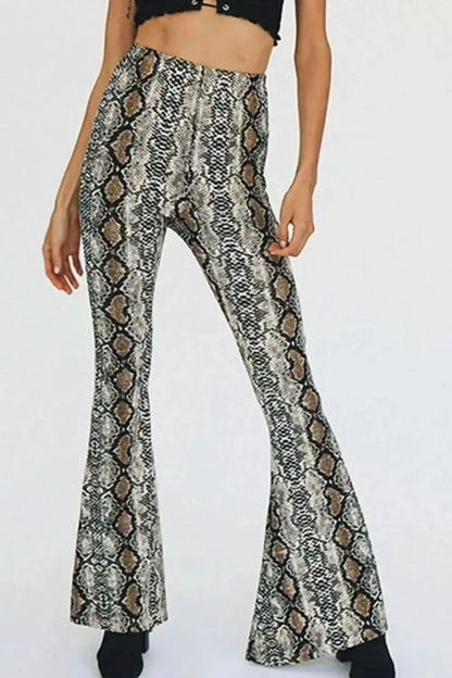 Snakeskin Print Flare Pants - Bad Moms Club