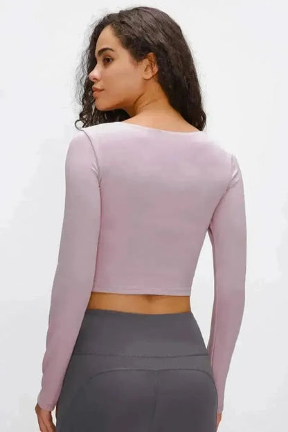 Long Sleeve Cropped Top With Sports Strap - Bad Moms Club