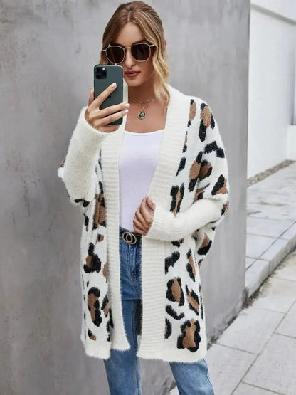 Leopard Pattern Fuzzy Cardigan - Bad Moms Club
