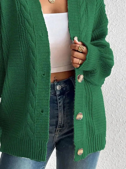 Cable-Knit Button Down Cardigan - Bad Moms Club