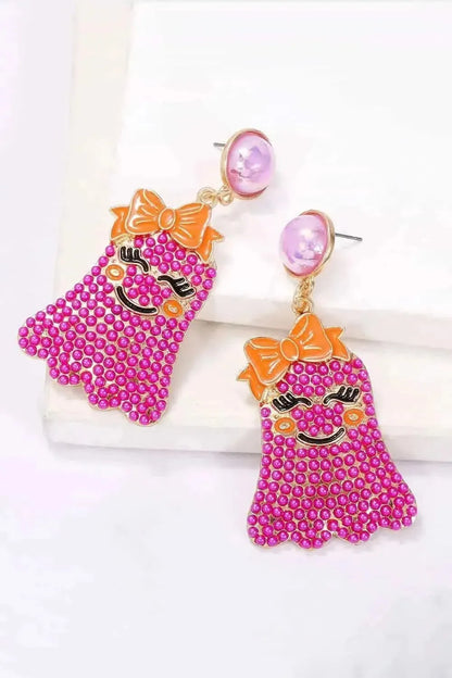 Smiling Ghost Shape Synthetic Pearl Earrings - Bad Moms Club