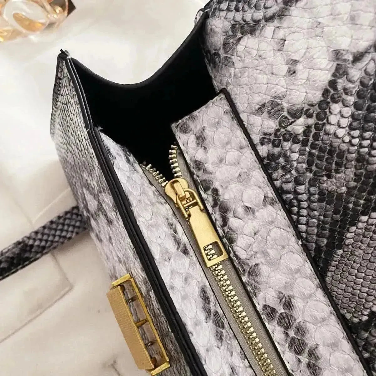 PU Leather Snakeskin Print Crossbody Bag - Bad Moms Club