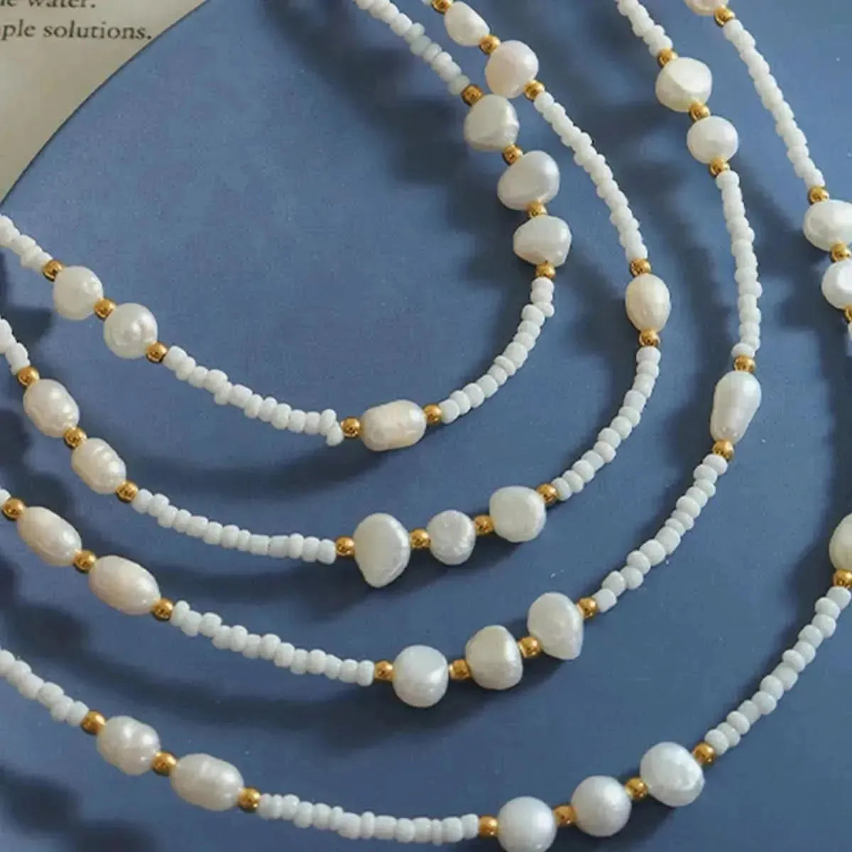 Titanium Steel Glass Bead Pearl Necklace - Bad Moms Club