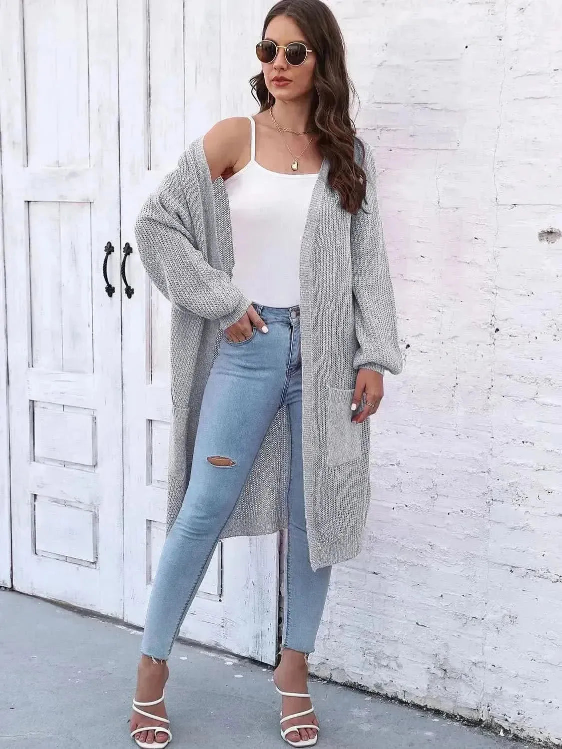 Open Front Longline Cardigan with Pockets - Bad Moms Club