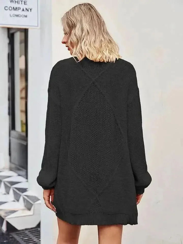 Cable-Knit Long Sleeve Cardigan - Bad Moms Club