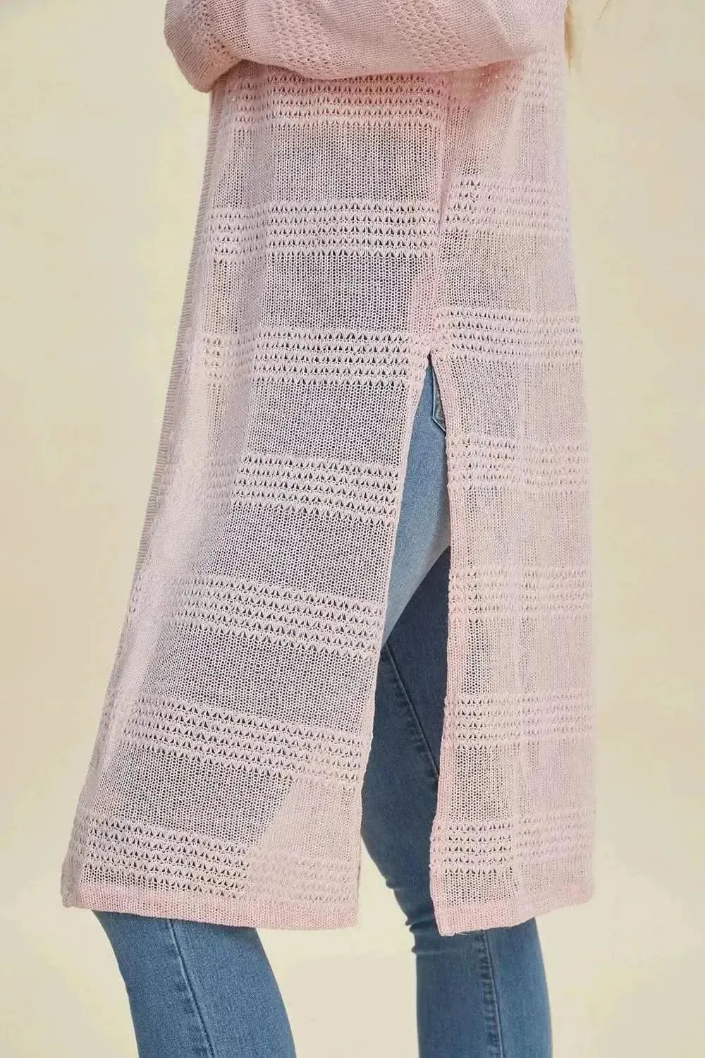 Double Take Full Size Open Front Longline Cardigan - Bad Moms Club