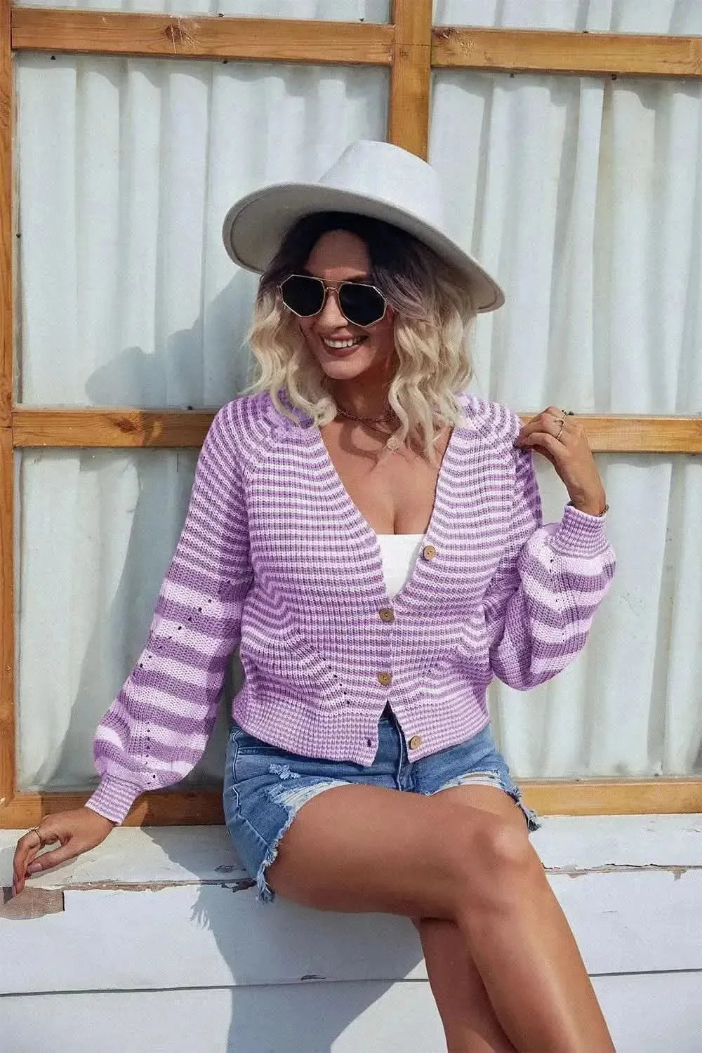 Long Sleeve V-Neck Cardigan - Bad Moms Club