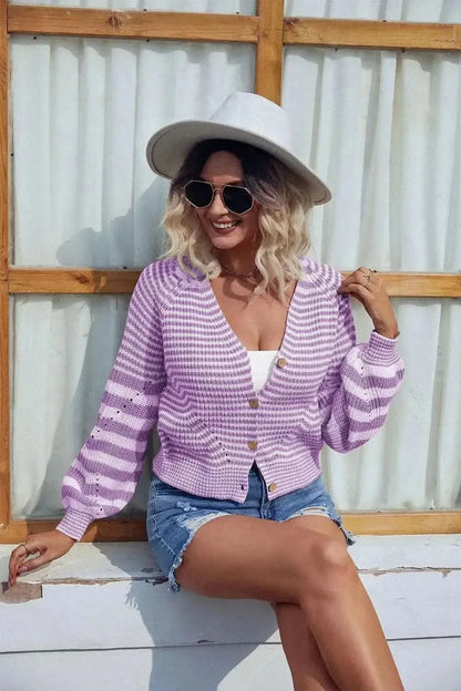 Long Sleeve V-Neck Cardigan - Bad Moms Club