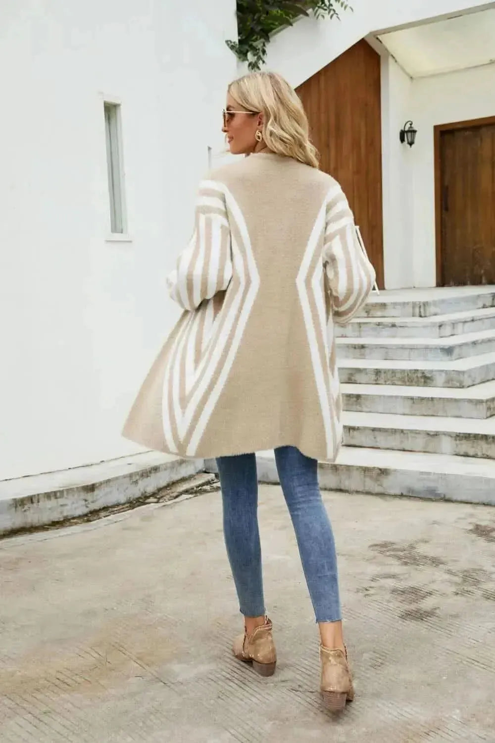 Woven Right Two-Tone Open Front Fuzzy Longline Cardigan - Bad Moms Club