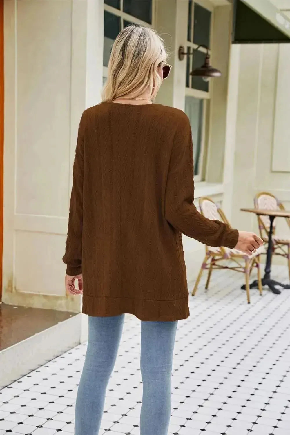 Long Sleeve Pocketed Cardigan - Bad Moms Club