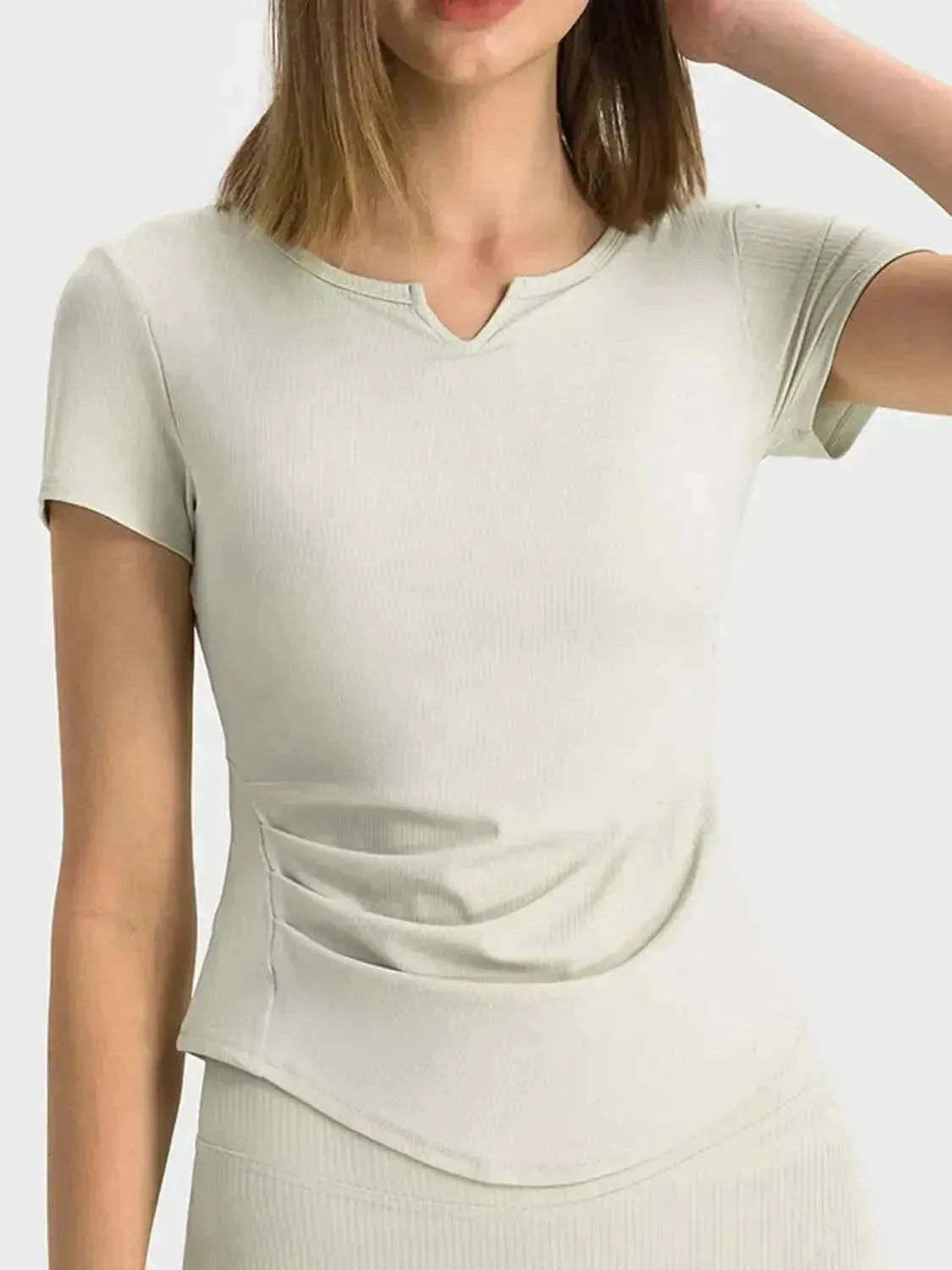 Notched Short Sleeve Active T-Shirt - Bad Moms Club