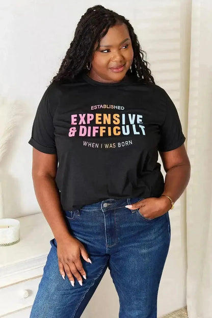 Simply Love Slogan Graphic Cuffed Sleeve T-Shirt - Bad Moms Club