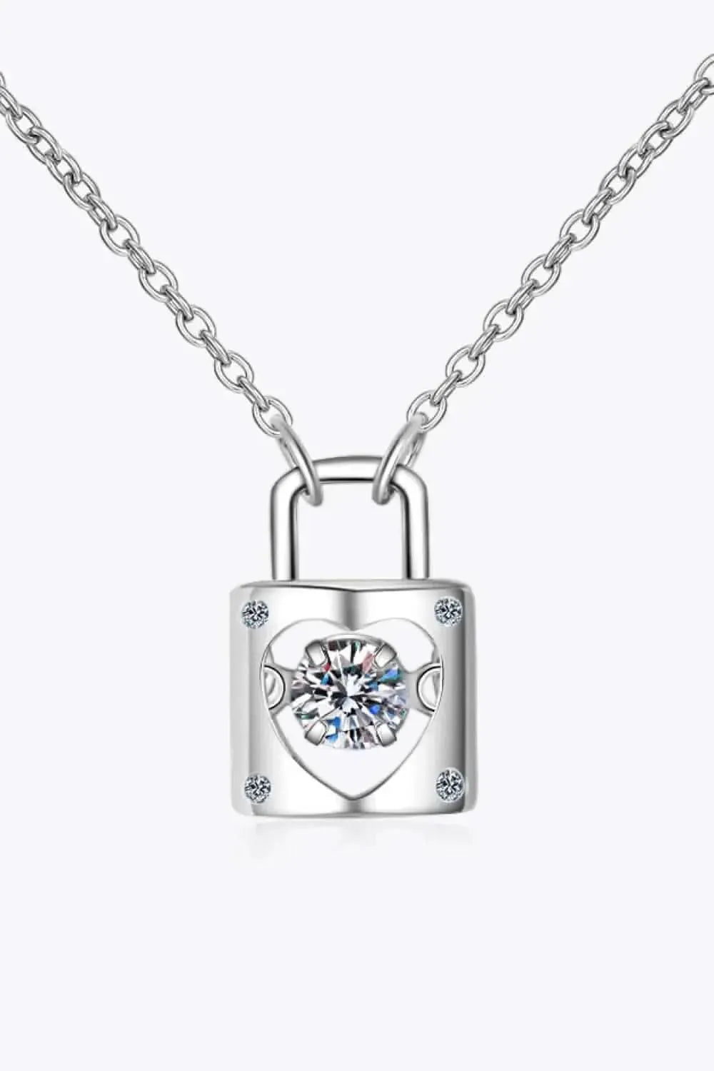 Adored Moissanite Lock Pendant Necklace - Bad Moms Club