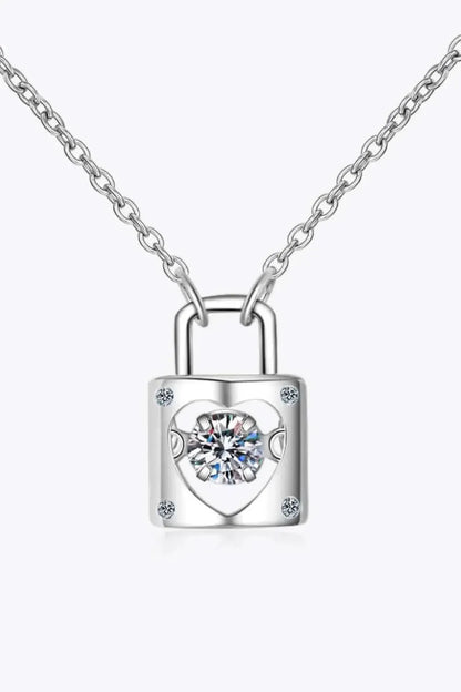 Adored Moissanite Lock Pendant Necklace - Bad Moms Club