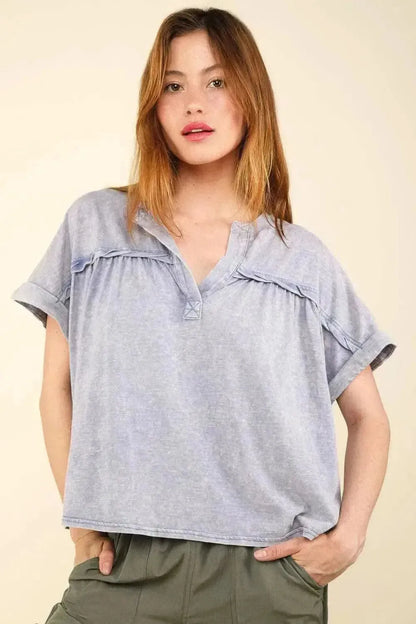 VERY J Nochted Short Sleeve Washed T-Shirt - Bad Moms Club