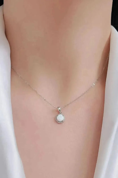 Opal Round Pendant Chain Necklace - Bad Moms Club