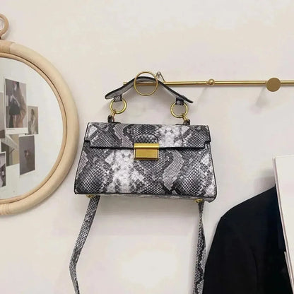 PU Leather Snakeskin Print Crossbody Bag - Bad Moms Club