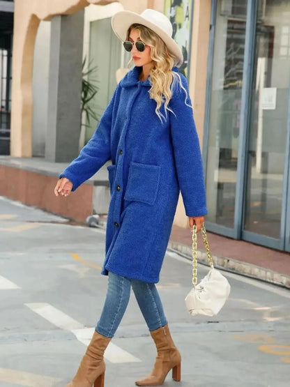 Collared Neck Button Down Coat - Bad Moms Club