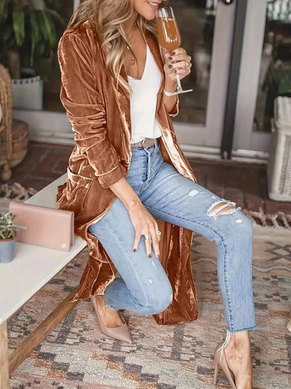 Open Front Long Sleeve Coat - Bad Moms Club