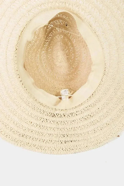 Fame Contrast Straw Braided Sun Hat - Bad Moms Club