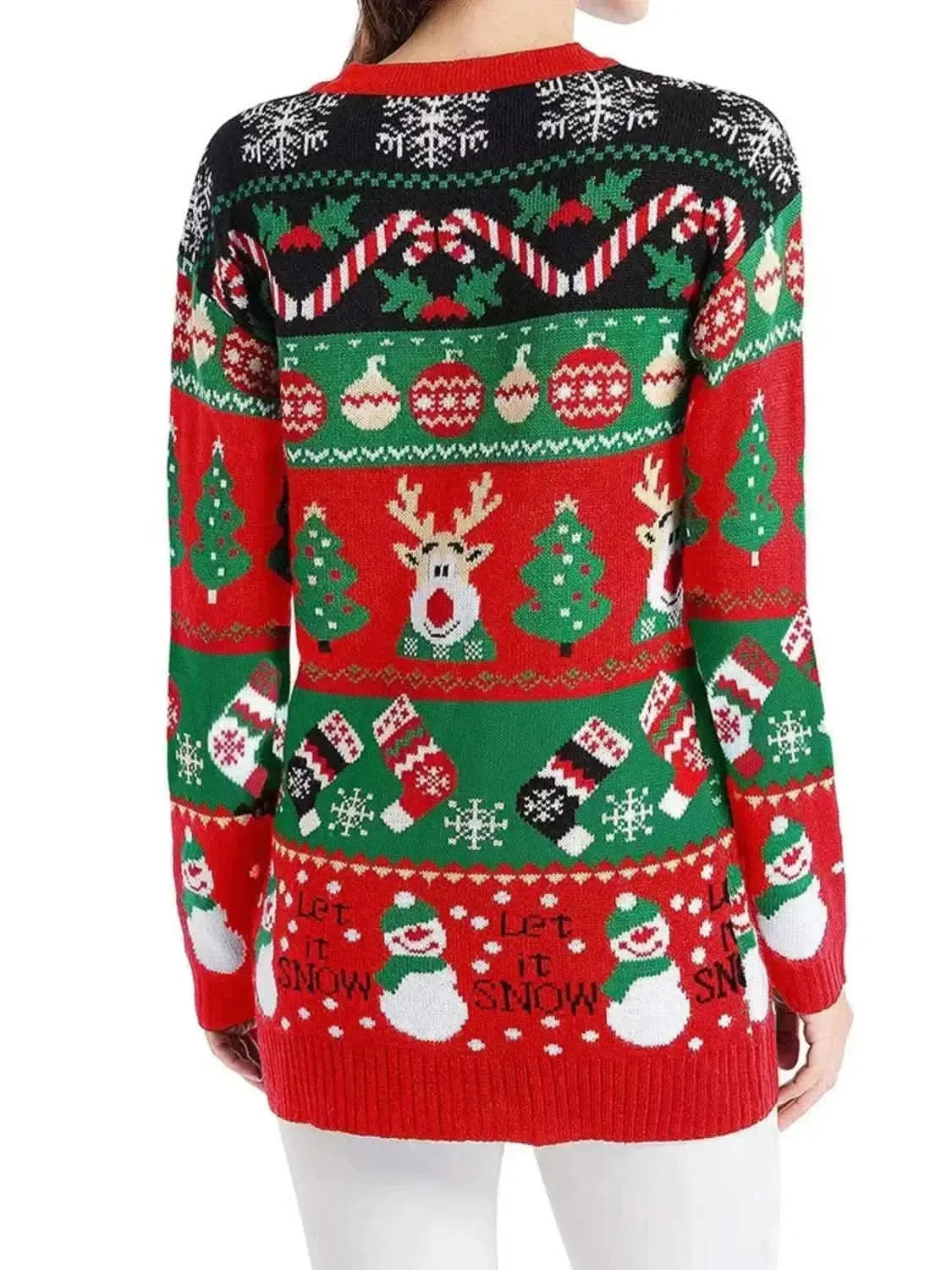 Reindeer Button Up Long Sleeve Cardigan - Bad Moms Club