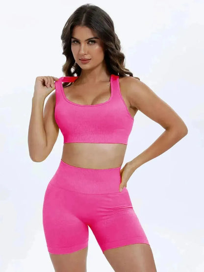 Scoop Neck Wide Strap Top and Shorts Active Set - Bad Moms Club