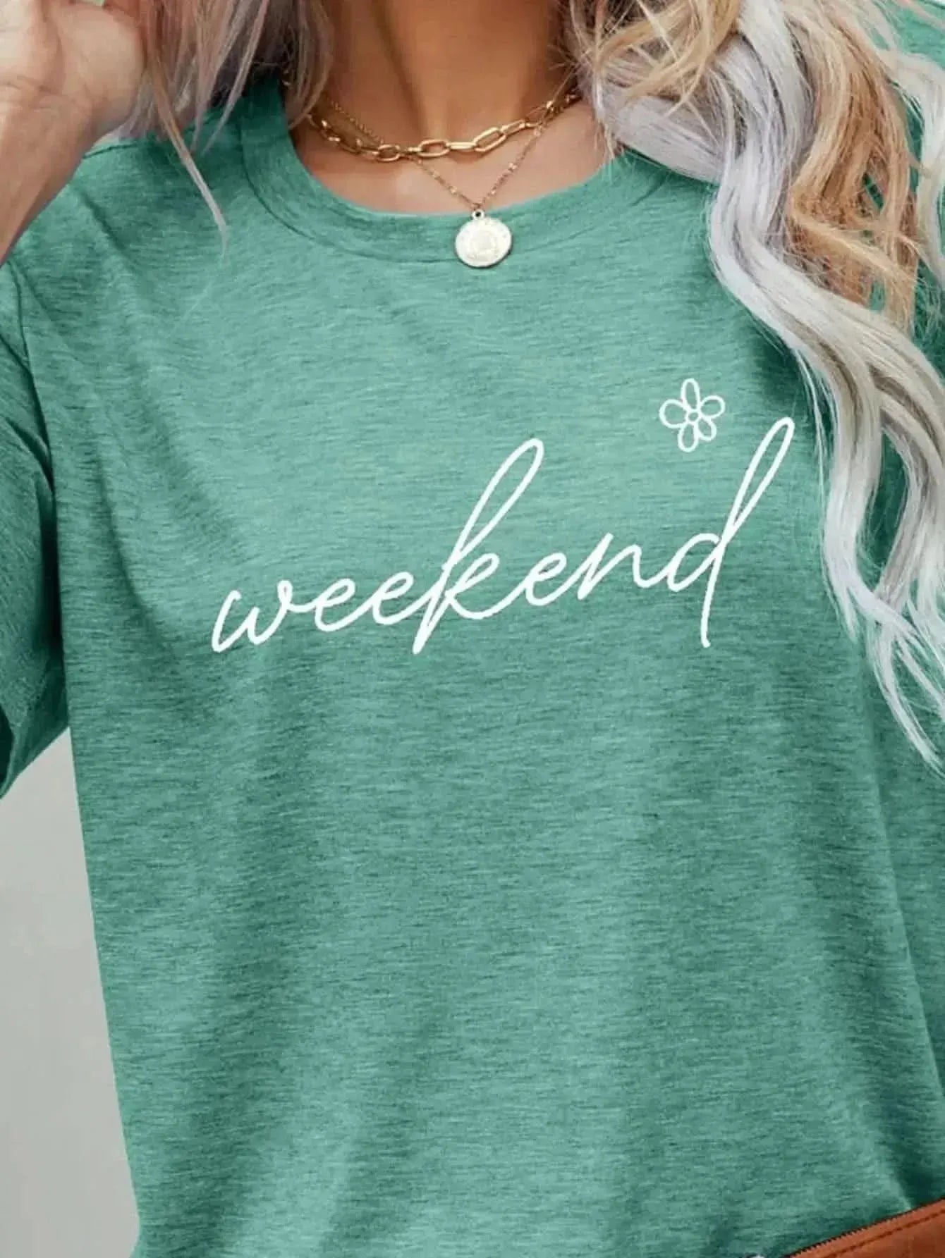 WEEKEND Flower Graphic Short Sleeve Tee - Bad Moms Club