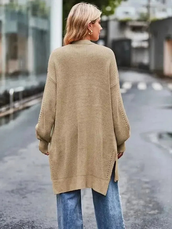 Long Sleeve Waffle-Knit Cardigan - Bad Moms Club