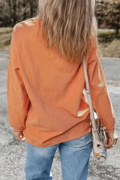 Sequin Pumpkin Round Neck Long Sleeve Sweatshirt - Bad Moms Club