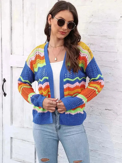 Open Front Openwork Cardigan - Bad Moms Club