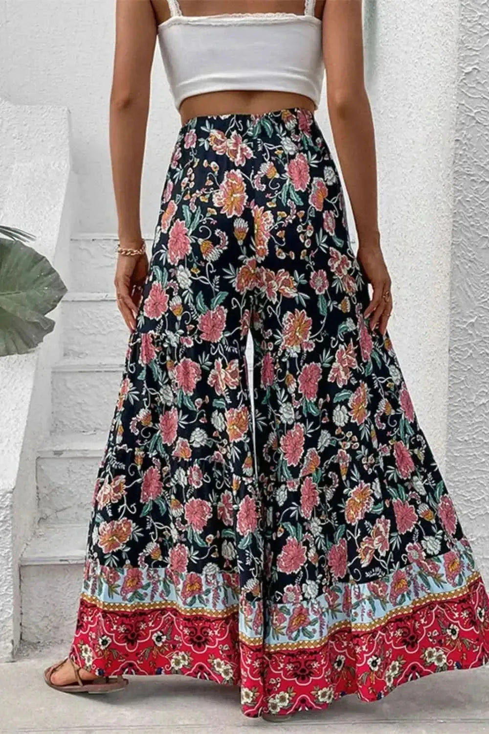 Perfee Floral High Waist Palazzo Pants - Bad Moms Club