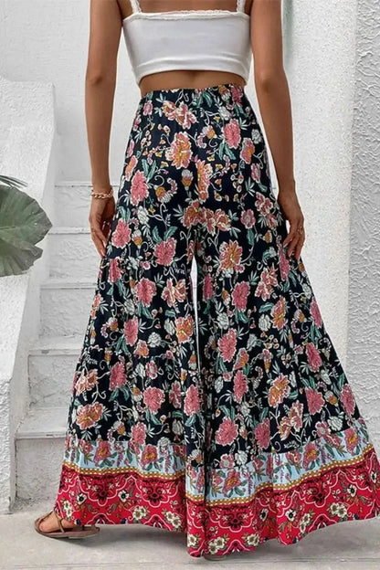 Perfee Floral High Waist Palazzo Pants - Bad Moms Club