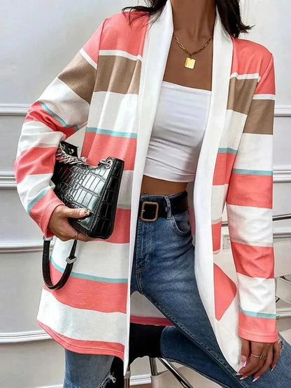 Striped Open Front Longline Cardigan - Bad Moms Club