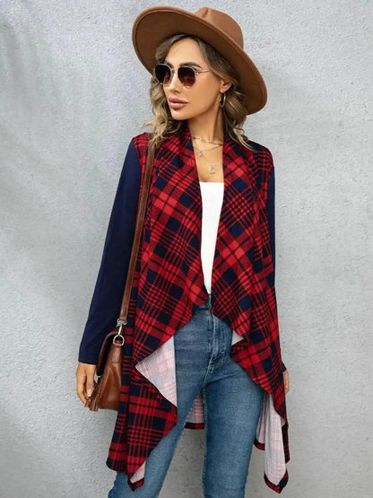 Plaid Open Front Cardigan - Bad Moms Club