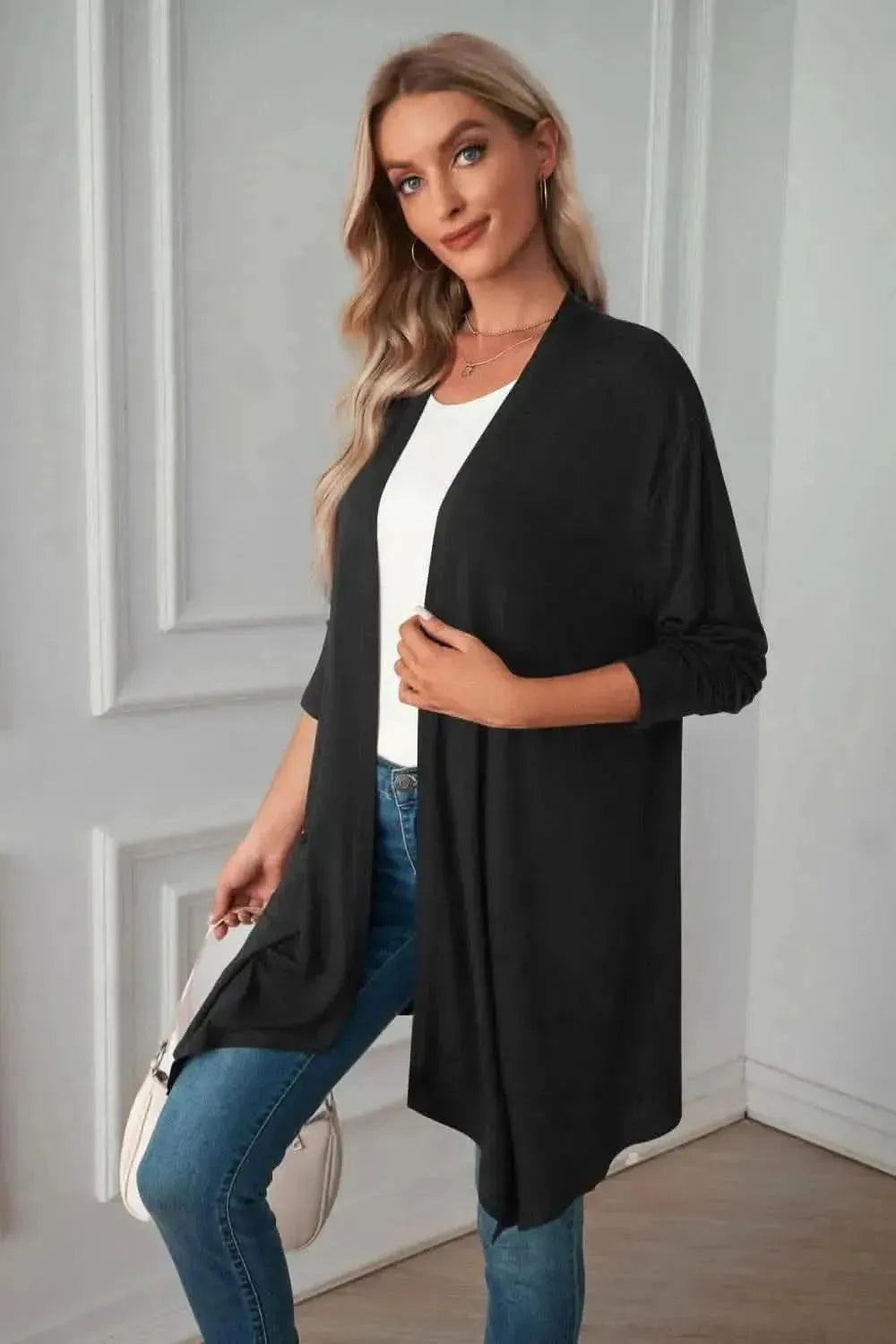 Open Front Long Sleeve Cardigan - Bad Moms Club