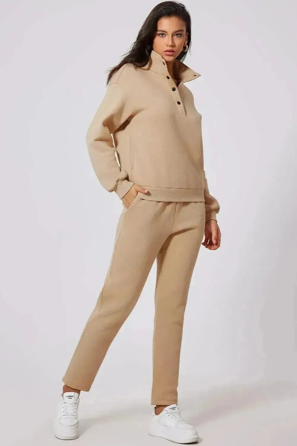 Half Snap Turtleneck Top and Pants Active Set - Bad Moms Club