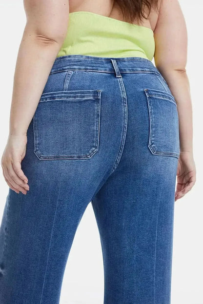BAYEAS Full Size Raw Hem High Waist Wide Leg Jeans - Bad Moms Club