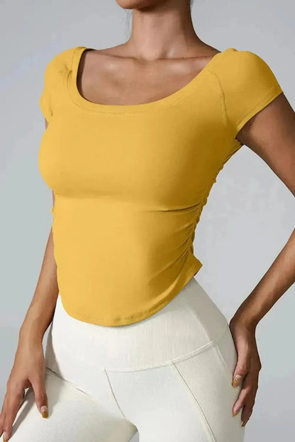 Round Neck Short Sleeve Active T-Shirt - Bad Moms Club