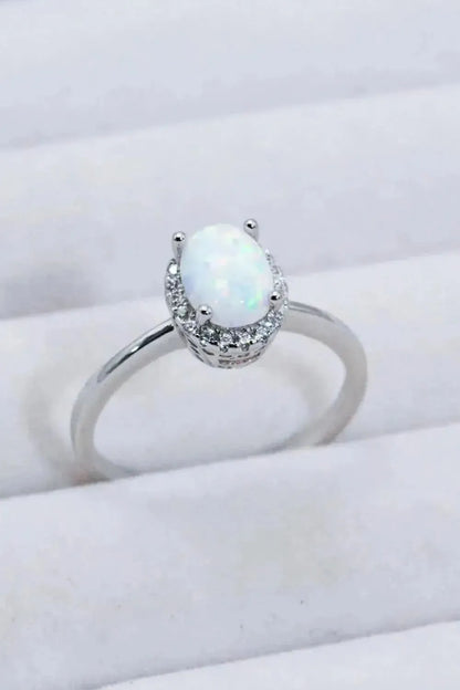 925 Sterling Silver 4-Prong Opal Ring - Bad Moms Club