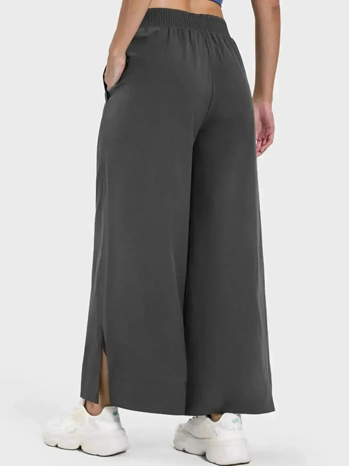 Slit Wide Leg Active Pants - Bad Moms Club