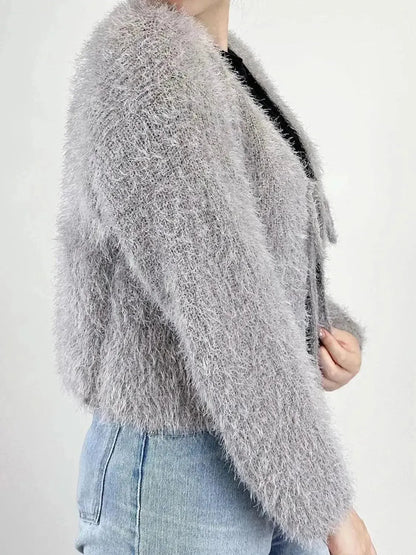 Tied Open Front Dropped Shoulder Cardigan - Bad Moms Club