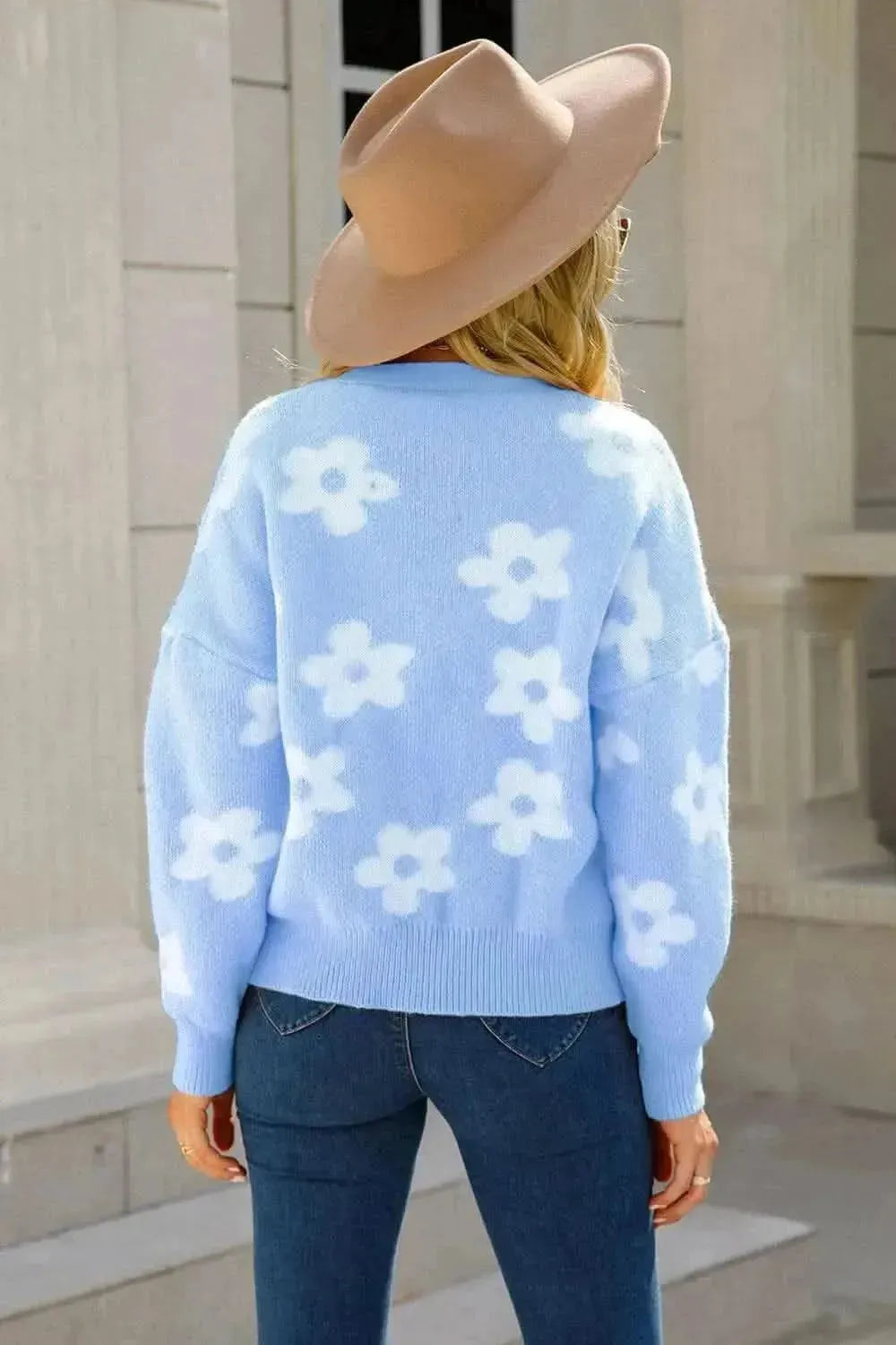 Floral Dropped Shoulder Button-Up Cardigan - Bad Moms Club