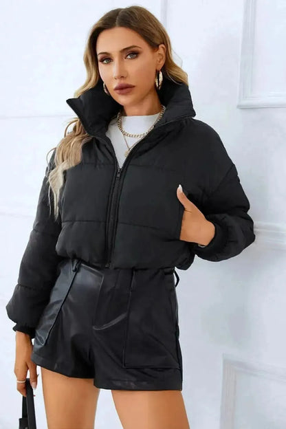 Zip-Up Winter Coat with Pockets - Bad Moms Club