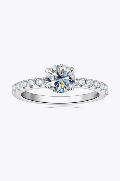 Moissanite Platinum-Plated Side Stone Ring - Bad Moms Club