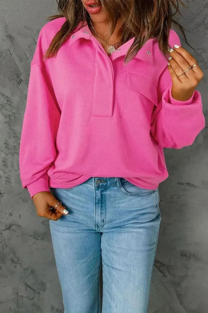 Half Snap Long Sleeve Sweatshirt - Bad Moms Club