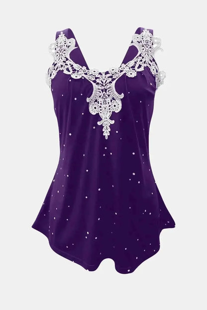 Lace Detail V-Neck Wide Strap Cami - Bad Moms Club