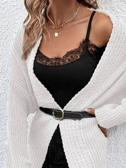 Open Front Dropped Shoulder Longline Cardigan - Bad Moms Club