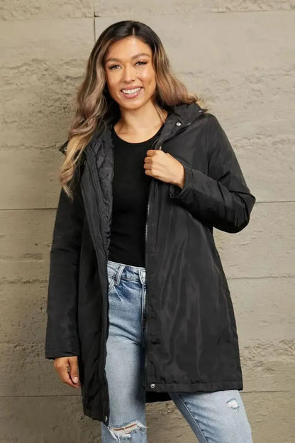 Faux Fur Trim Hooded Puffer Jacket - Bad Moms Club